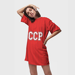 Футболка женская длинная Союз Советских Социалистических Республик, цвет: 3D-принт — фото 2