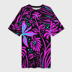 Женская длинная футболка Purple flowers pattern