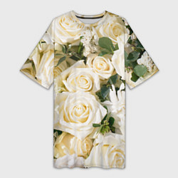 Женская длинная футболка Белые Розы, беззащитны шипы