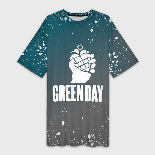 Женская длинная футболка Green day - брызги / 3D-принт – фото 1