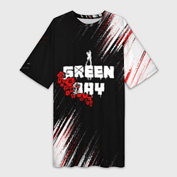 Футболка женская длинная Green day - абстракция, цвет: 3D-принт