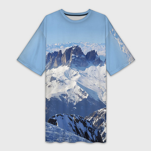 Женская длинная футболка Гряда снежных вершин / 3D-принт – фото 1