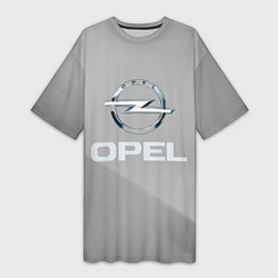 Футболка женская длинная Opel - серая абстракция, цвет: 3D-принт