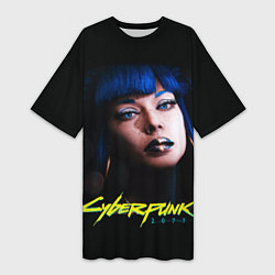 Женская длинная футболка Cyberpunk 2077 - Чери Наулин
