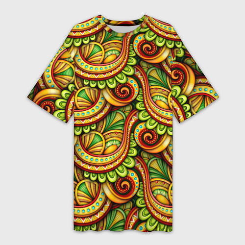 Женская длинная футболка Летние объемные узоры / 3D-принт – фото 1