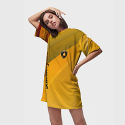 Футболка женская длинная Lamborghini - абстракция, цвет: 3D-принт — фото 2