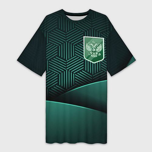 Женская длинная футболка Зеленый герб России / 3D-принт – фото 1