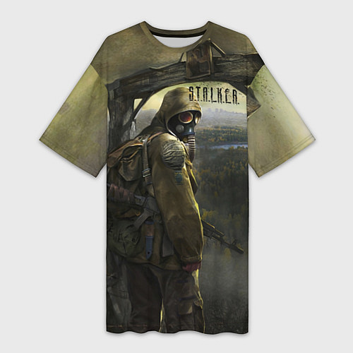 Женская длинная футболка STALKER Тень Чернобыля Постер / 3D-принт – фото 1