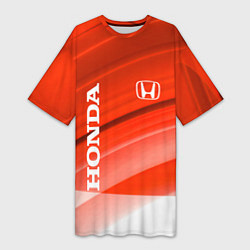 Женская длинная футболка Хонда - Красно-белая абстракция