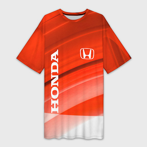 Женская длинная футболка Хонда - Красно-белая абстракция / 3D-принт – фото 1