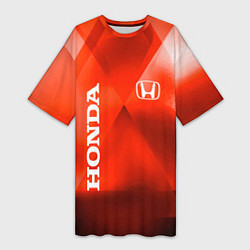 Женская длинная футболка Honda - красная абстракция