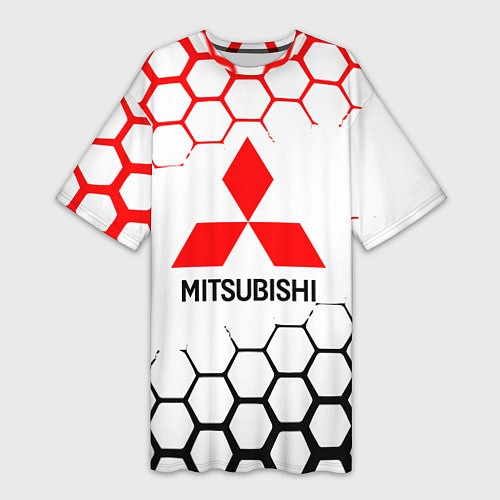 Женская длинная футболка Mitsubishi - логотип / 3D-принт – фото 1