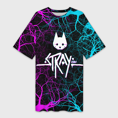 Женская длинная футболка Stray - neon / 3D-принт – фото 1