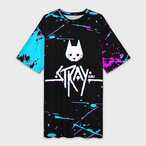 Женская длинная футболка Stray - краска - neon / 3D-принт – фото 1
