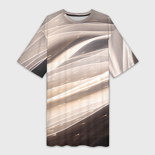 Женская длинная футболка Абстрактные волны и огни бесконечности / 3D-принт – фото 1
