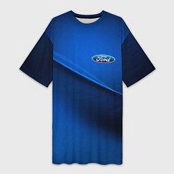Женская длинная футболка Ford - синяя абстракция