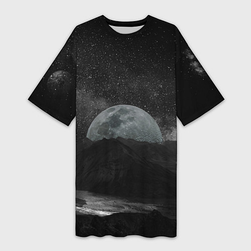 Женская длинная футболка Огромная Луна / 3D-принт – фото 1