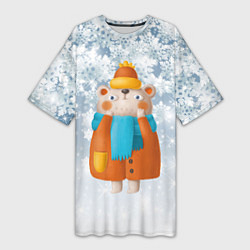 Женская длинная футболка Медведица в шубе