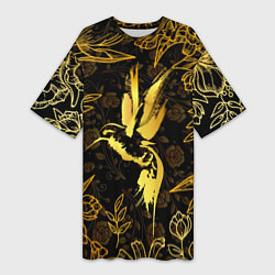 Женская длинная футболка Золотая колибри