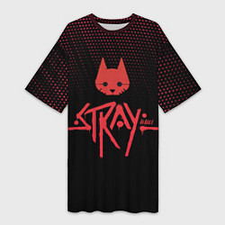 Футболка женская длинная Stray game cat бродячий кот игра, цвет: 3D-принт