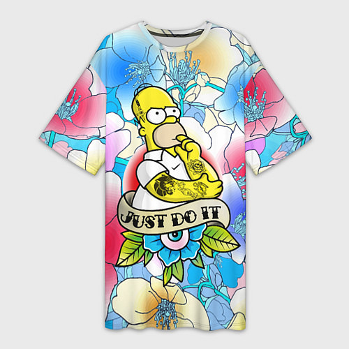 Женская длинная футболка Гомер Симпсон - Just do it / 3D-принт – фото 1