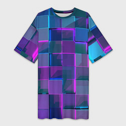Женская длинная футболка Неоновый киберпанк кубизм