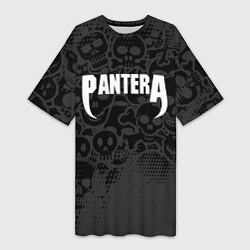 Женская длинная футболка Pantera метал - черепа