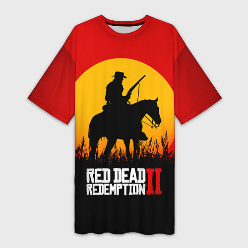 Женская длинная футболка Red Dead Redemption 2 - закат / 3D-принт – фото 1