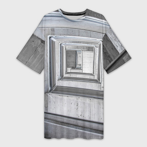 Женская длинная футболка Абстрактная спираль из блоков / 3D-принт – фото 1