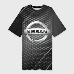 Женская длинная футболка Nissan метал карбон