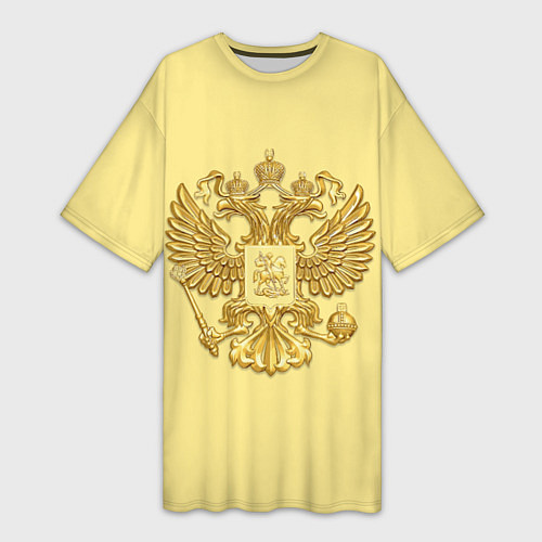 Женская длинная футболка Герб России - золото / 3D-принт – фото 1