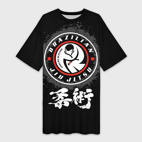 Женская длинная футболка Brazilian fight club Jiu-jitsu fighter / 3D-принт – фото 1