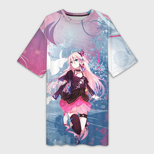 Женская длинная футболка Девушка аниме с бабочками / 3D-принт – фото 1