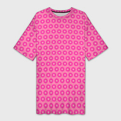 Женская длинная футболка Розовые цветочки - паттерн из ромашек