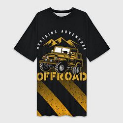 Футболка женская длинная Внедорожник на фоне гор, цвет: 3D-принт