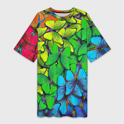 Женская длинная футболка Бабочки и радуга