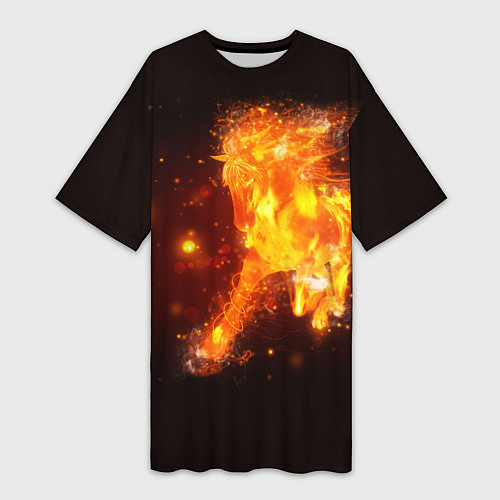 Женская длинная футболка Огненная лошадь мчит галопом / 3D-принт – фото 1