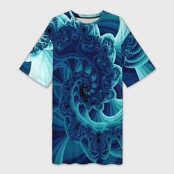 Женская длинная футболка Закрученный синий фрактал