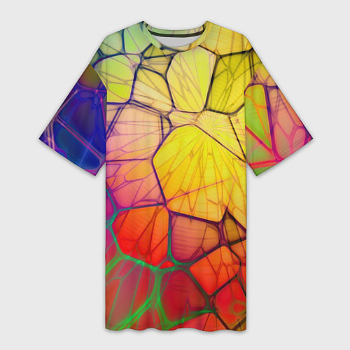 Женская длинная футболка Абстрактные цветные фигуры / 3D-принт – фото 1