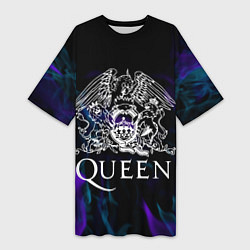Женская длинная футболка Queen пламя неон