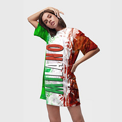 Футболка женская длинная Флаг Италии - кляксы, цвет: 3D-принт — фото 2