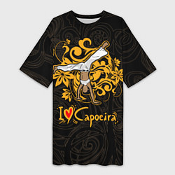 Футболка женская длинная I love Capoeira fighter, цвет: 3D-принт