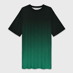 Женская длинная футболка Черный и бирюзово - зеленый, текстурированный под