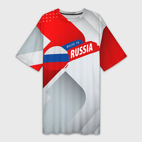 Женская длинная футболка Welcome to Russia red & white / 3D-принт – фото 1