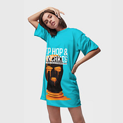 Футболка женская длинная Balaclava hip-hop and pancakes, цвет: 3D-принт — фото 2