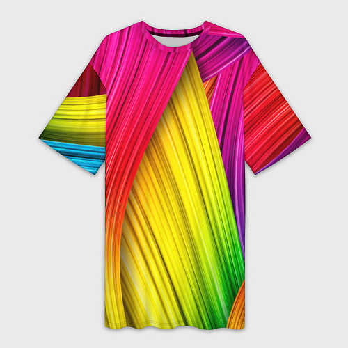 Женская длинная футболка Multicolored ribbons / 3D-принт – фото 1