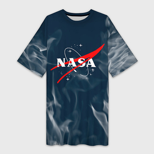 Женская длинная футболка Nasa пламя / 3D-принт – фото 1