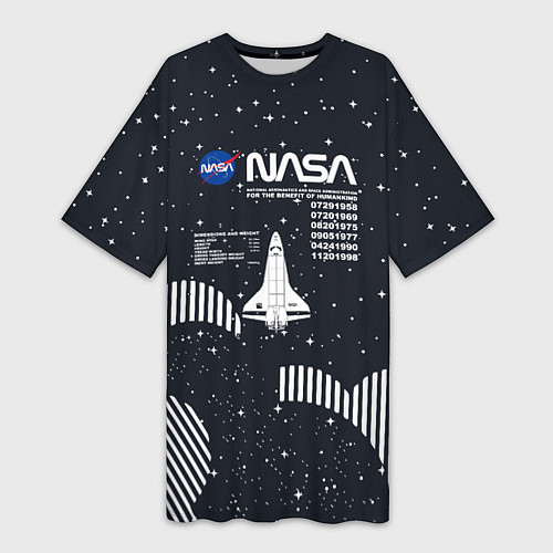 Женская длинная футболка Nasa - облака звёзды / 3D-принт – фото 1