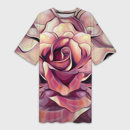 Женская длинная футболка Крупная роза маслом / 3D-принт – фото 1