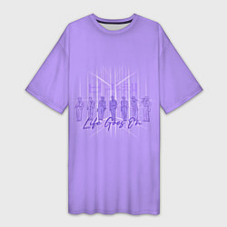 Женская длинная футболка BTS live goes on purple